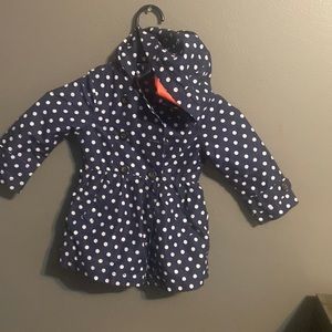 OshKosh B’gosh toddler coat. Size 3T. Blue with white polka dots